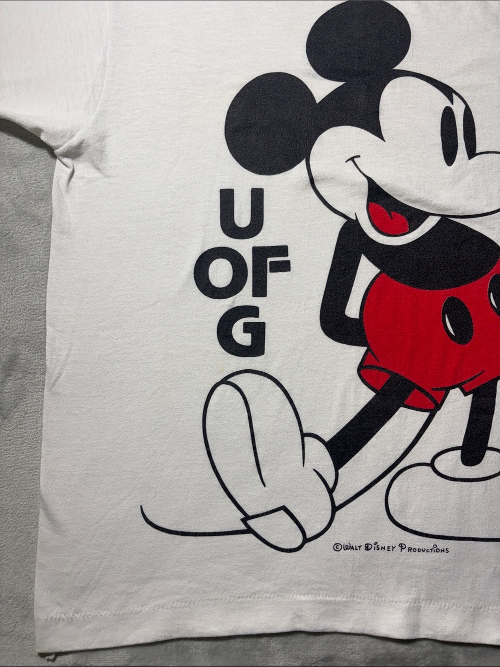 Vintage 80s Mickey Mouse U of G T Shirt Mens L Collegiate Pacific Disney USA - Picture 3 of 11